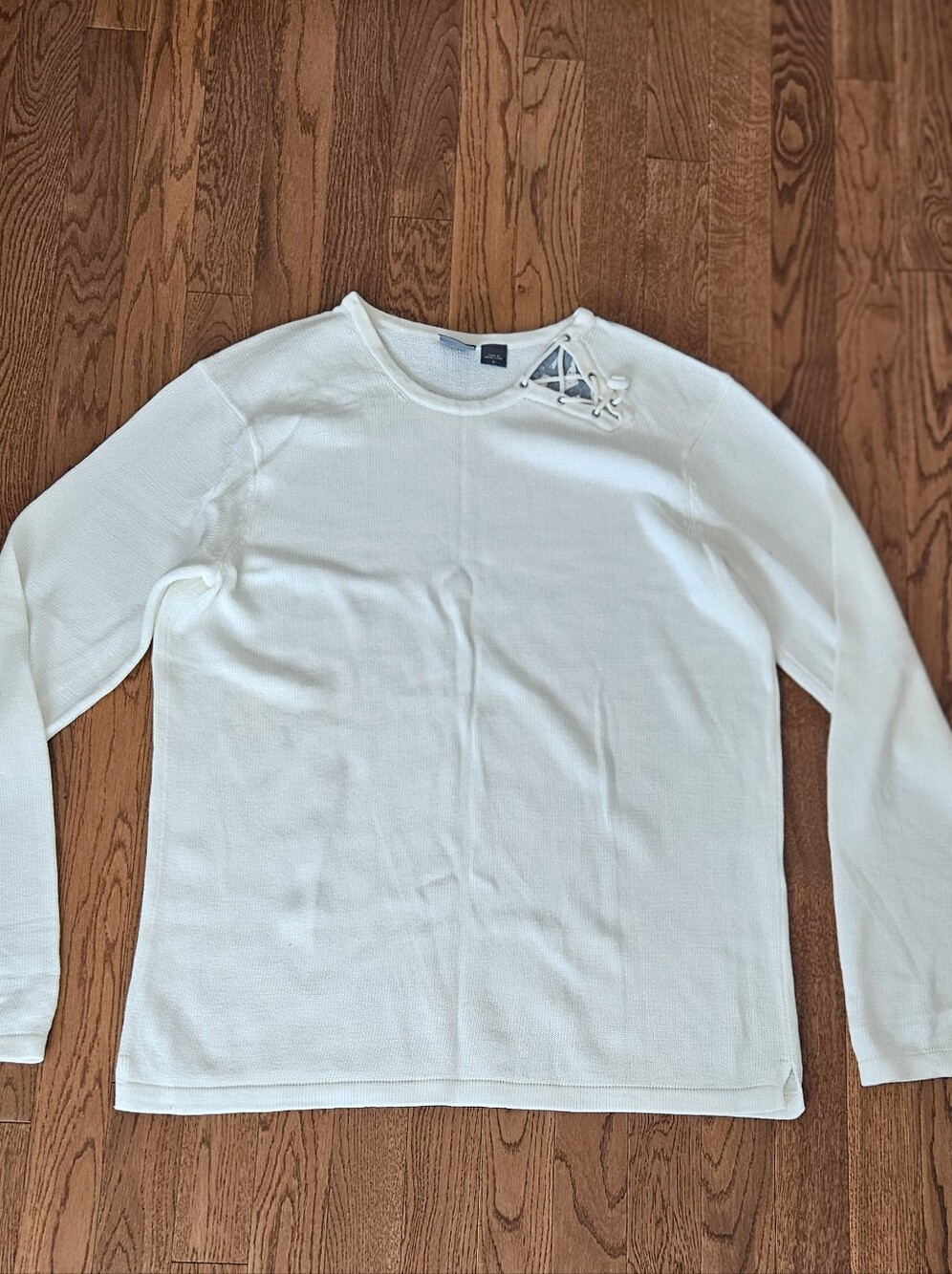 Mans White Lace-Up Shoulder Long Sleeve Top. Armani Exchange. Never Been Used